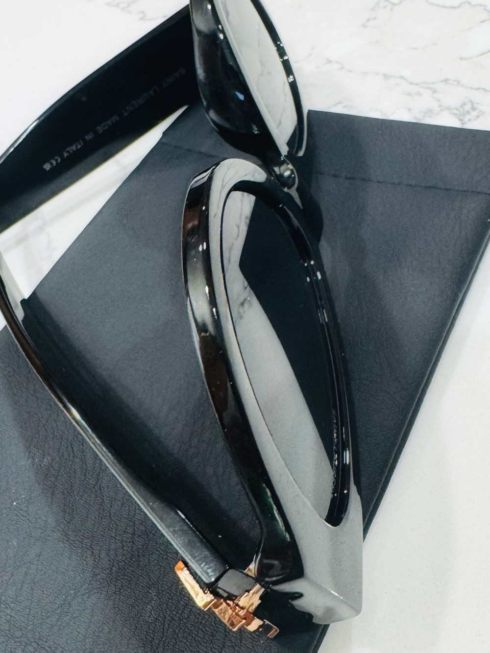 Saint Laurent Black Cat-Eye Sunglasses with RoseGold YSL Emblem - Picture 5 of 8